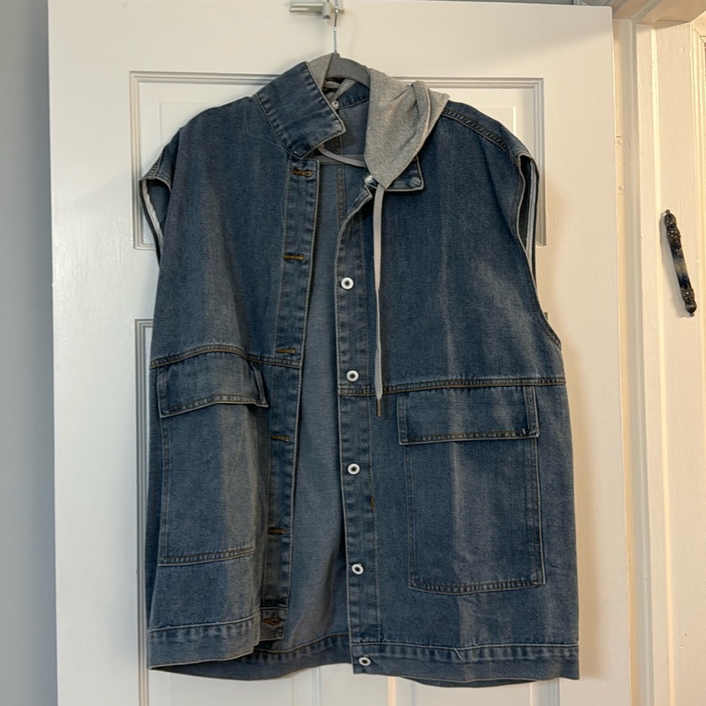 Hooded jean vest
